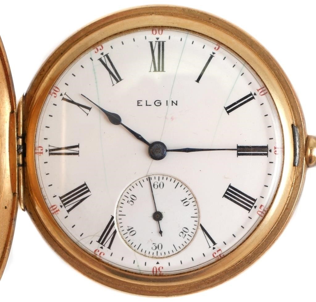 ELGIN 14K GOLD HUNTER CASE POCKET