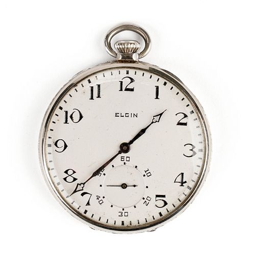 ELGIN 14K WHITE GOLD OPEN FACE