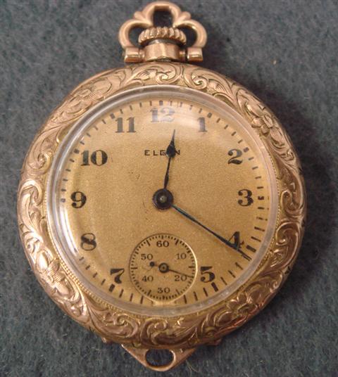 Elgin 14K YG pendant watch, not