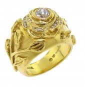 ELIZABETH GAGE 18K GOLD ROSE &