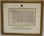 ELIZABETH I FRAMED LAND DEED.