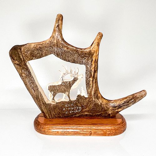 ELK ANTLER CARVING FROM ALASKA
