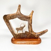 ELK ANTLER CARVING FROM ALASKA