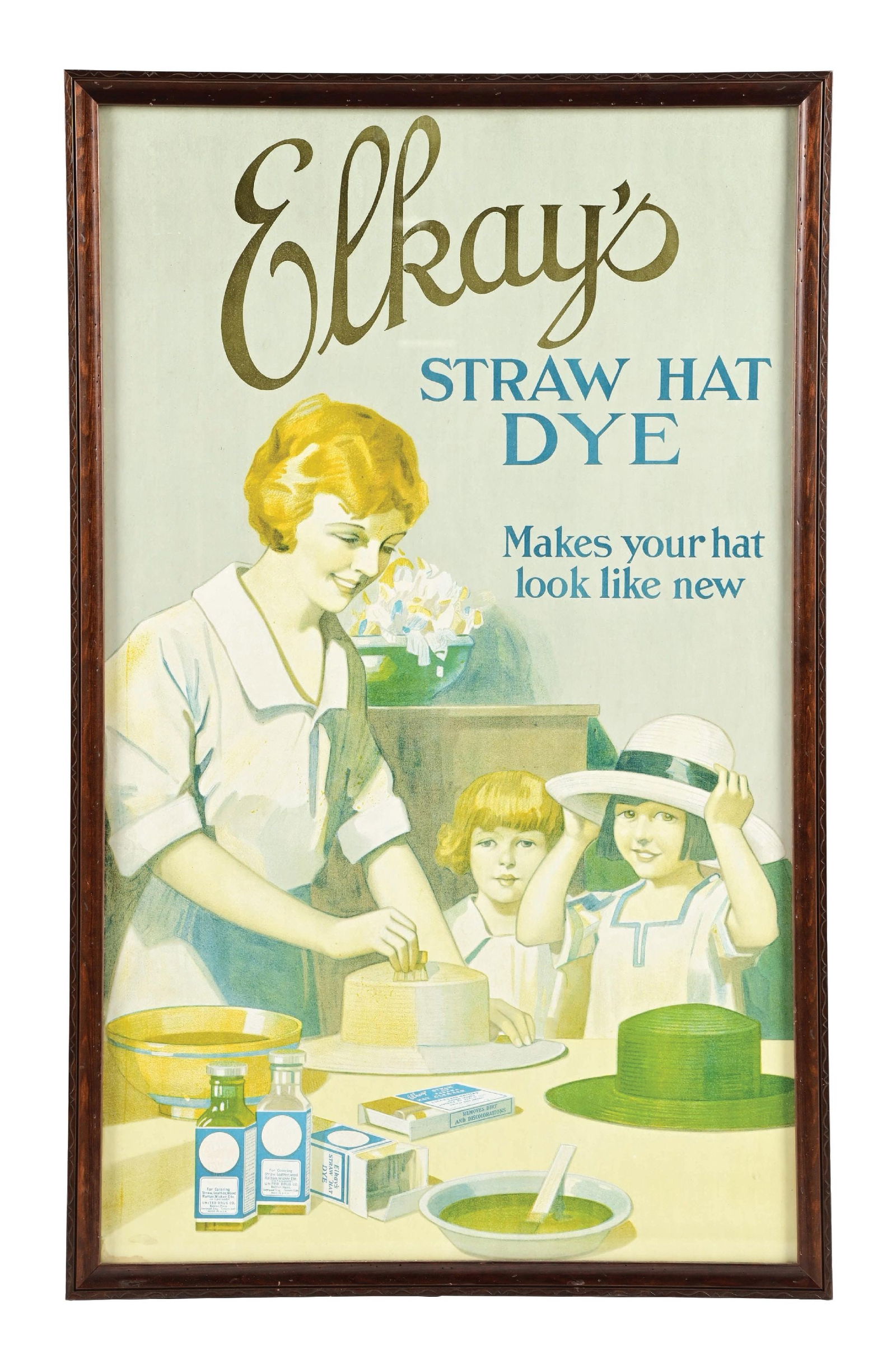 ELKAY'S STRAW HAT DYE FRAMED
