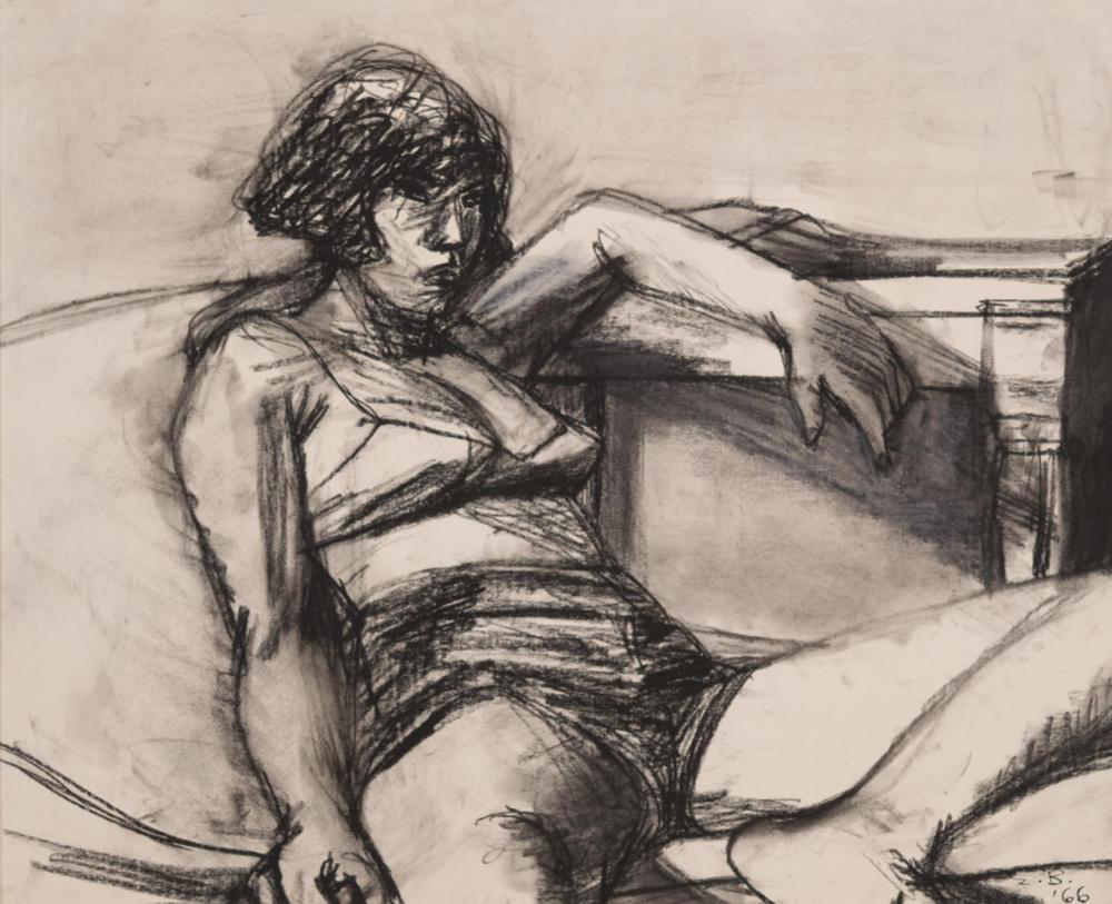 ELMER NELSON BISCHOFF CHARCOAL ON