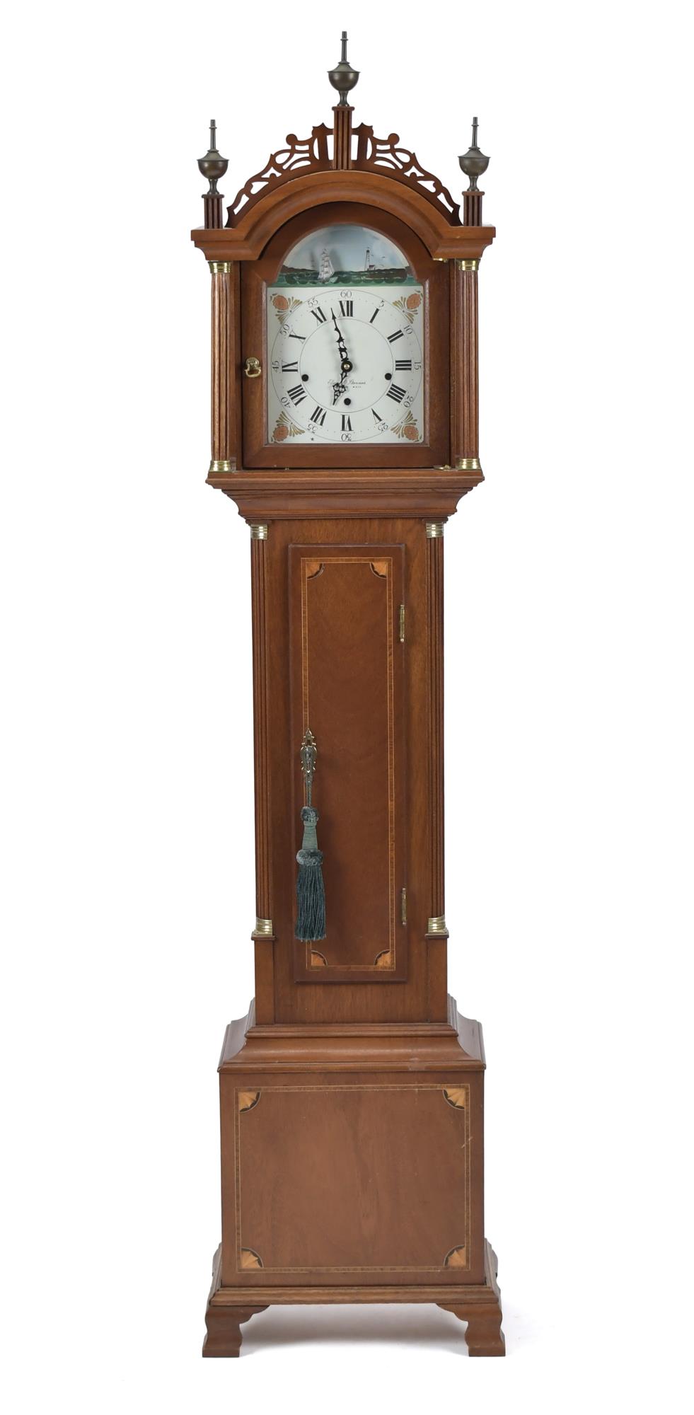 ELMER STENNES INLAID DWARF CLOCK. A
