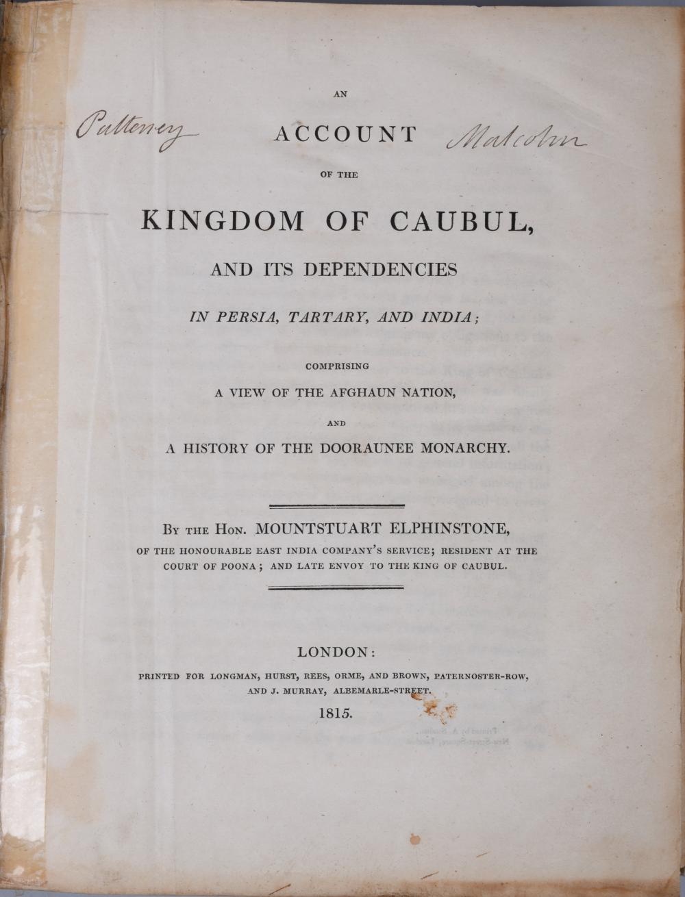 ELPHINSTONE. AN ACCOUNT OF THE