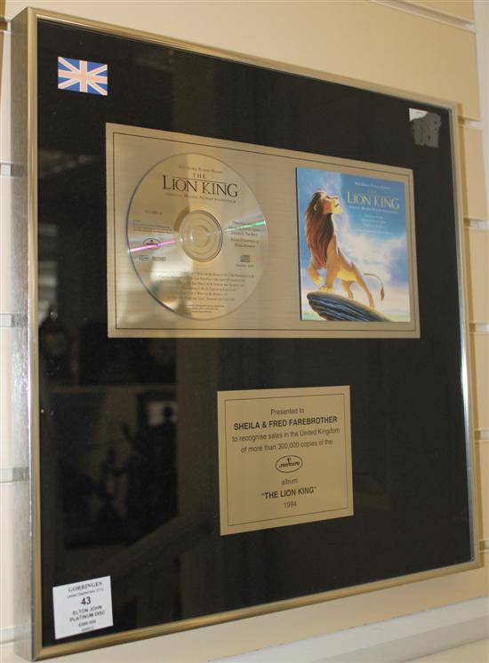 Elton John: A UK platinum disc