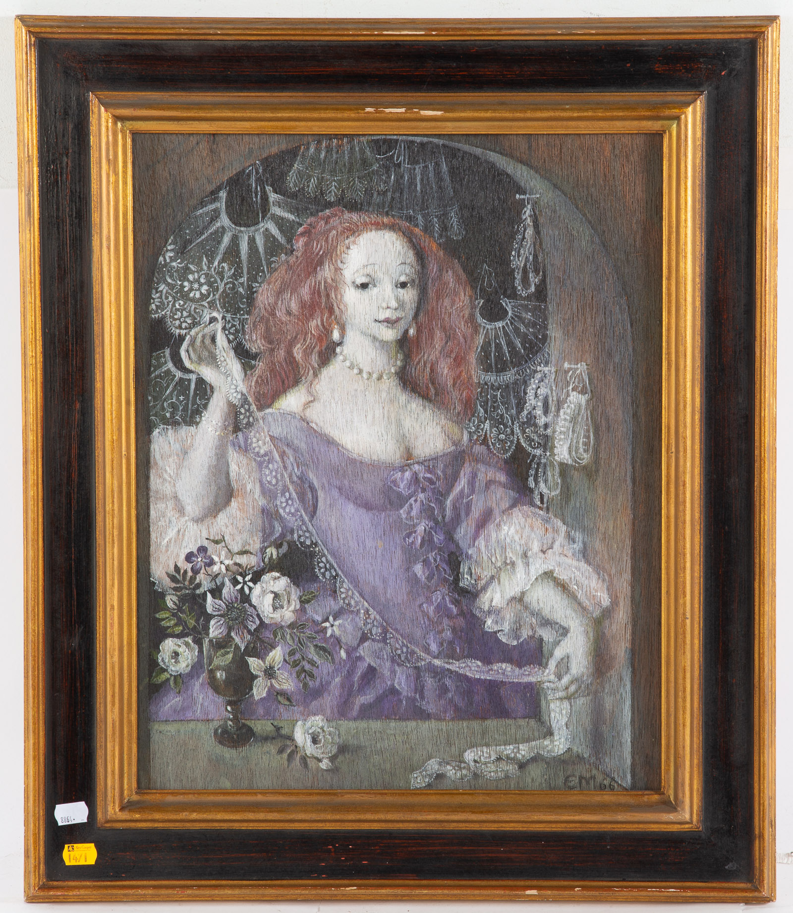 E.M. WOMAN HOLDING RIBBON, OIL
