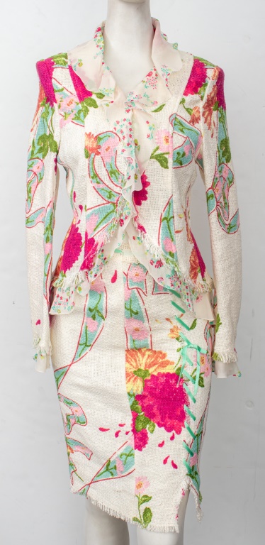EMANUEL UNGARO LINEN BLEND SKIRT