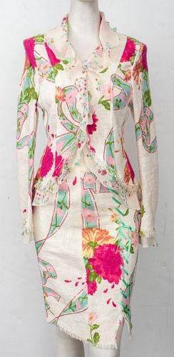 EMANUEL UNGARO LINEN BLEND SKIRT