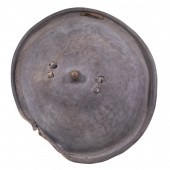 EMBOSSED 19TH C LEATHER SHIELD