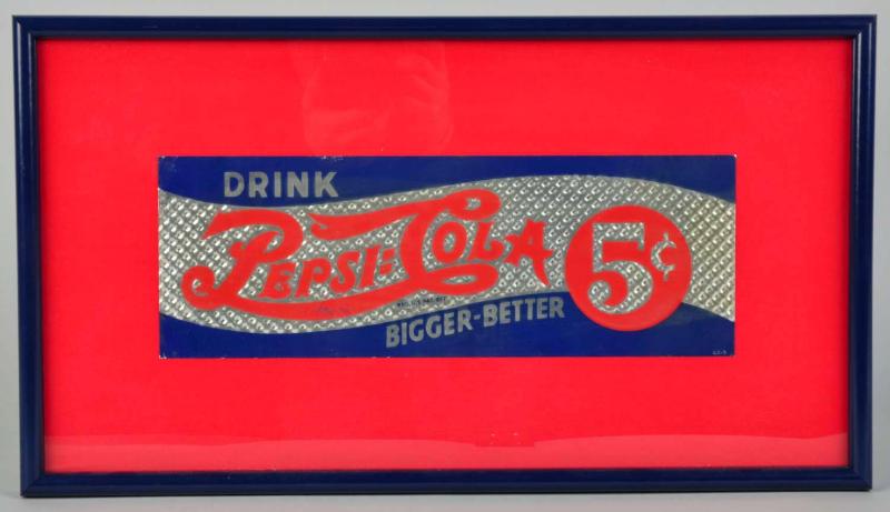 Embossed Aluminum Pepsi-Cola Sign.