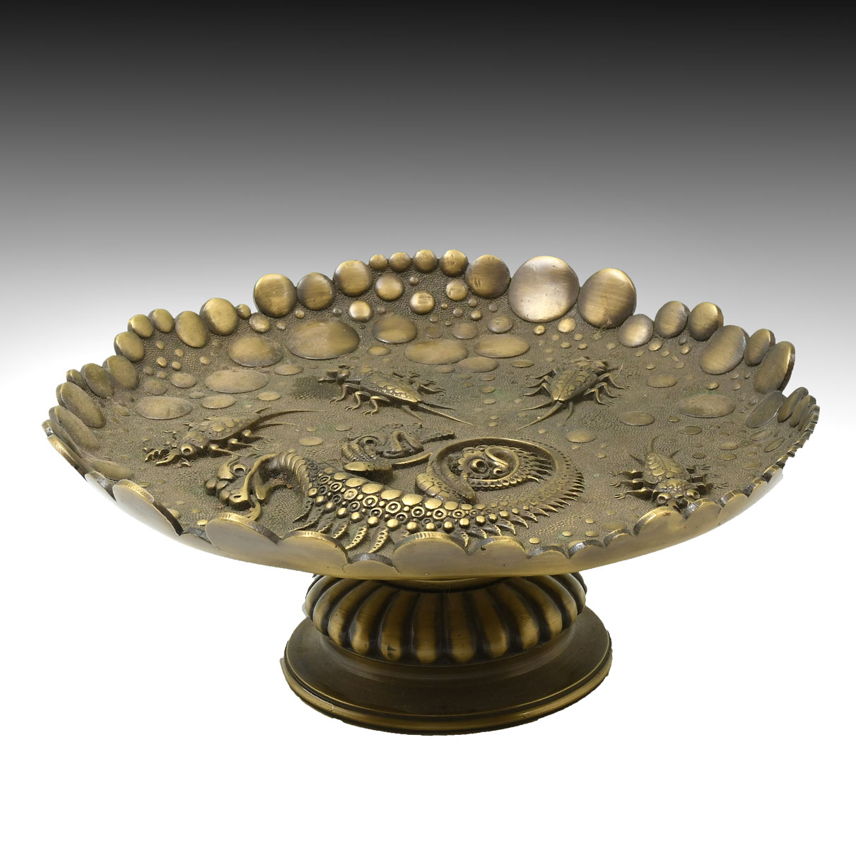 EMBOSSED BRONZE LIZARD & INSECT