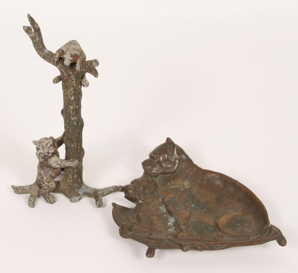 Embossed bronze tray with two