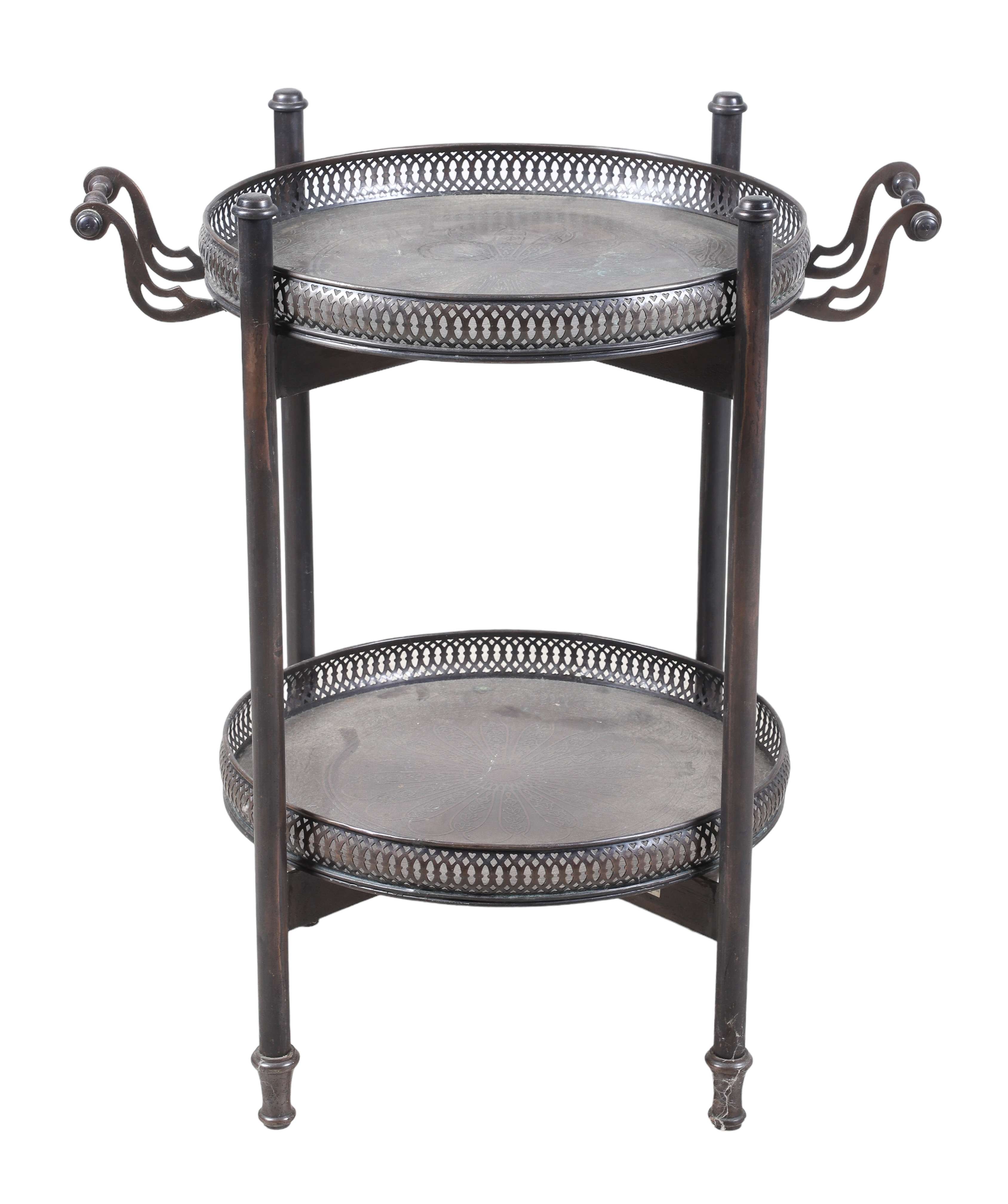 Embossed metal 2-tier tray top