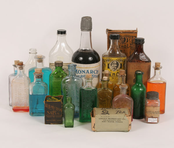 Embossed pharmacy bottles,