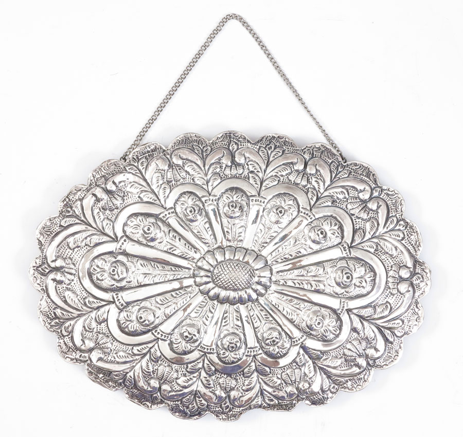 EMBOSSED STERLING FRAME MIRROR WITH