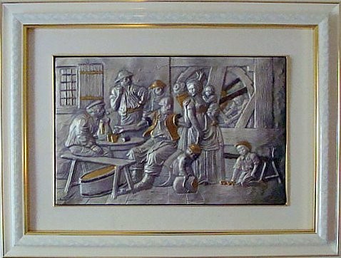 Embossed sterling silver relief
