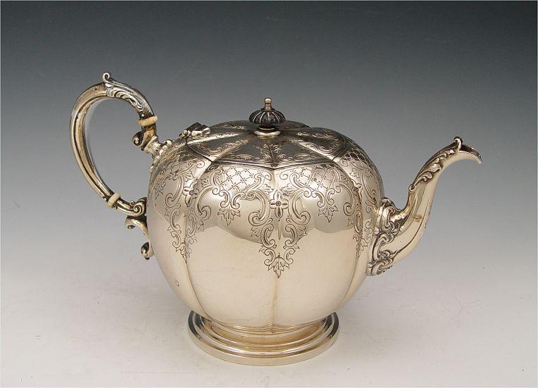 EMBOSSED STERLING TEAPOT: