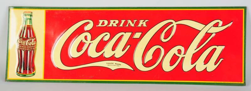 Embossed Tin Coca-Cola Sign.  1934.