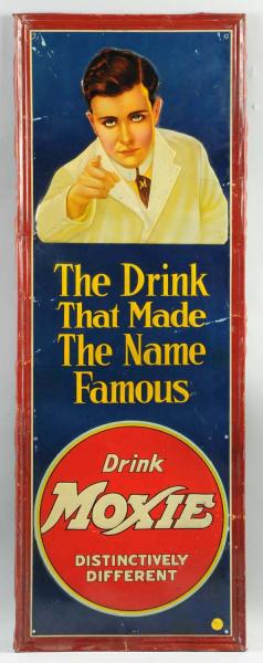 Embossed Tin Moxie Sign.  1930s.