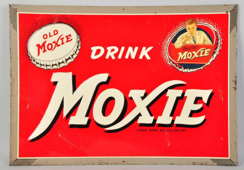 Embossed Tin Moxie Sign.  Circa