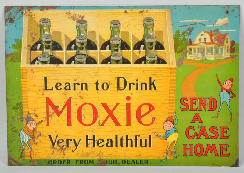 Embossed Tin Moxie Sign.  Circa