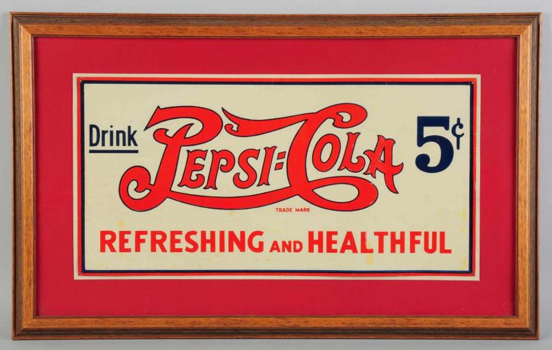 Embossed Tin Pepsi-Cola Sign. 