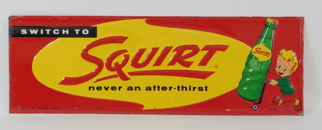 EMBOSSED TIN SQUIRT SODA