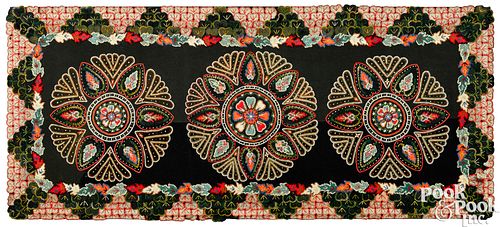 EMBROIDERED FELT TABLE THROW, CA.