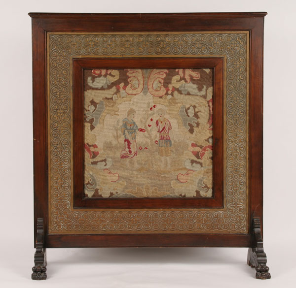 Embroidered fire screen with