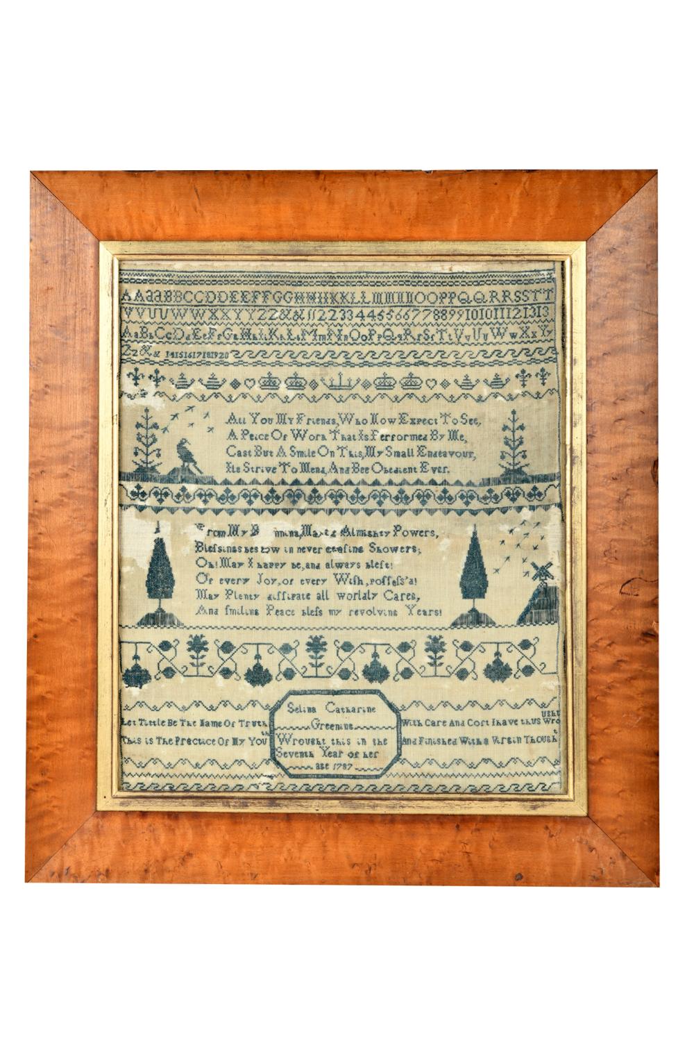 EMBROIDERED SAMPLERdated 1787 in