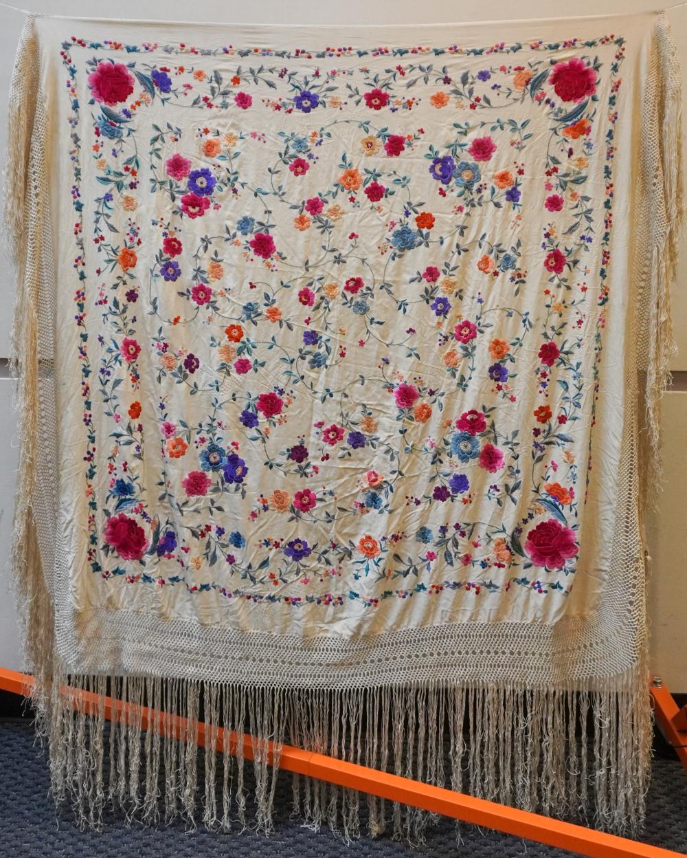 EMBROIDERED SHAWL, 50 X 50 IN. (127