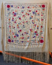 EMBROIDERED SHAWL, 50 X 50 IN.