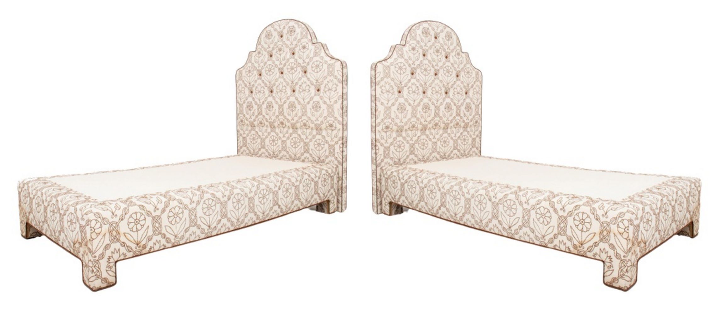 EMBROIDERED UPHOLSTERED TWIN