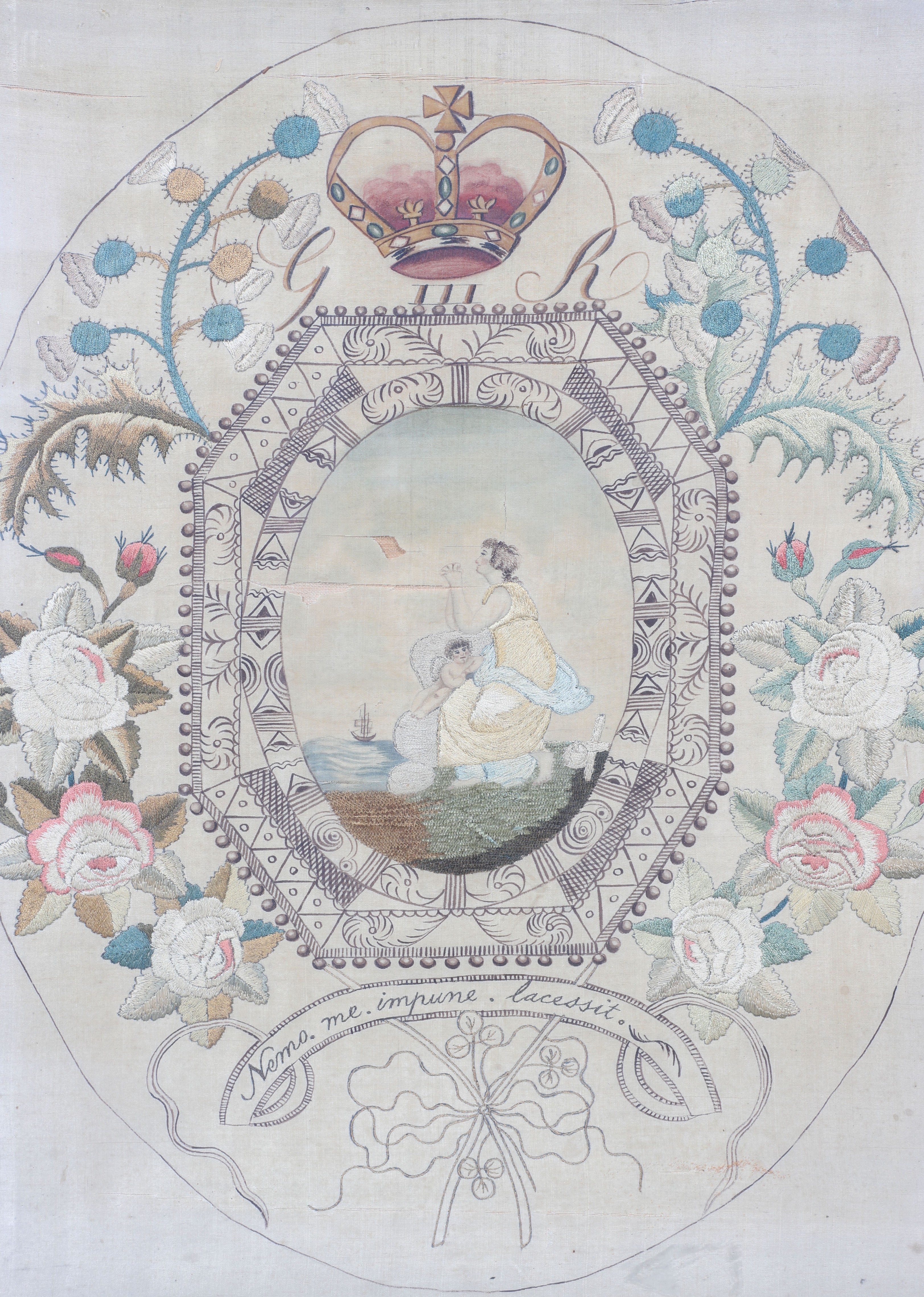 Embroidered & W/C Mourning Panel,