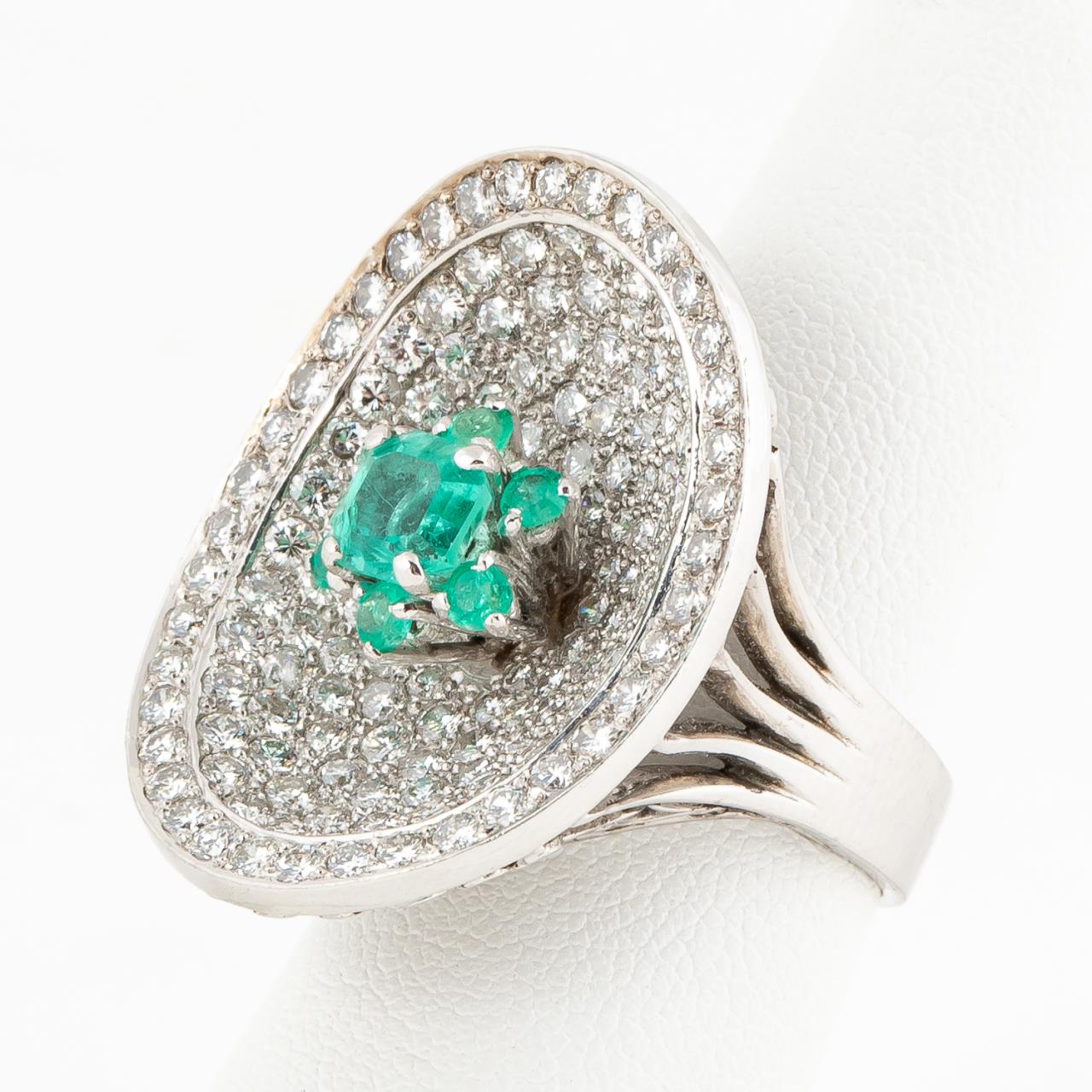 EMERALD, 3.50 CTW DIAMOND AND 14K