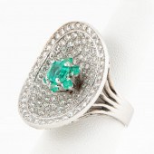 EMERALD, 3.50 CTW DIAMOND AND