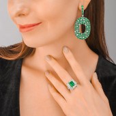 EMERALD AND DIAMOND EARRINGS S