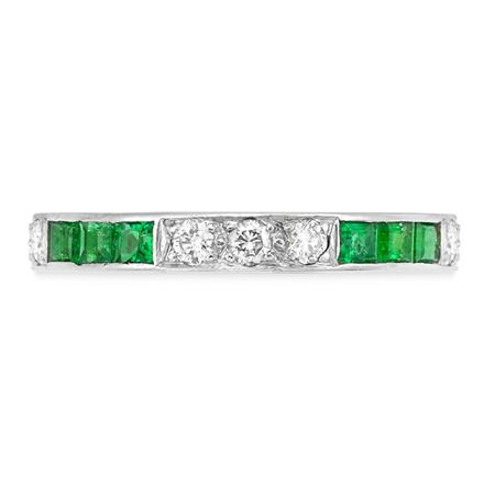 Emerald and Diamond Guard Ring 	 