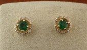 EMERALD AND DIAMOND HALO EAR S