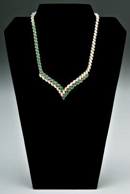 Emerald and diamond necklace, 46