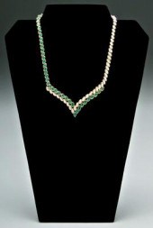 Emerald and diamond necklace,