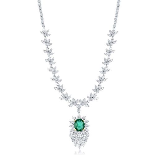 EMERALD AND DIAMOND NECKLACEEMERALD