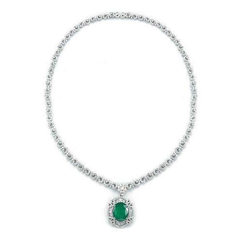 EMERALD AND DIAMOND NECKLACEEMERALD