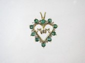 EMERALD AND DIAMOND OPEN HEART