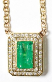 Emerald and diamond pendant ne