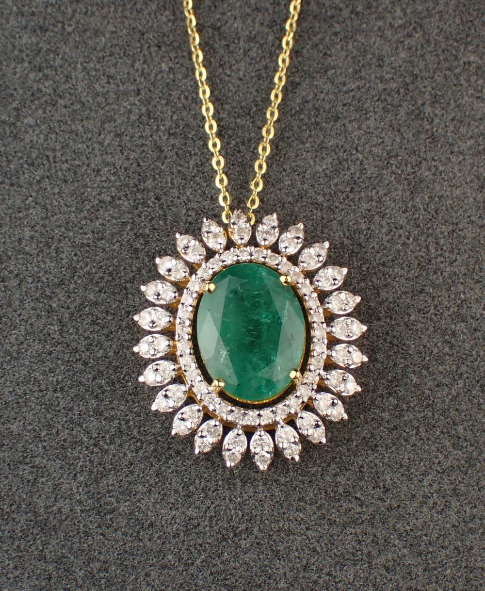 EMERALD AND DIAMOND PENDANT
