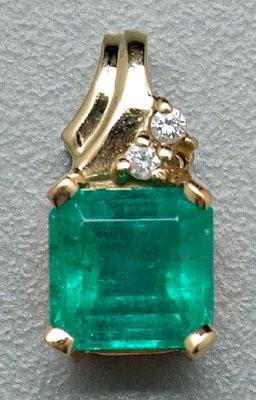 Emerald and diamond pendant, one